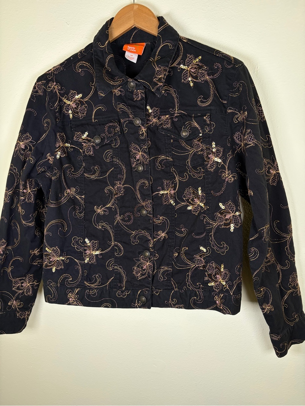 Hearts of Palm Size 14 Black Embroidered Floral Sequin Jacket